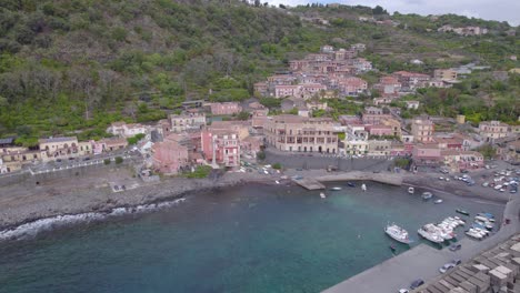 Aerial-dolly-shot-of-the-Santa-Maria-Di-Scala,-Sicily,-Italy