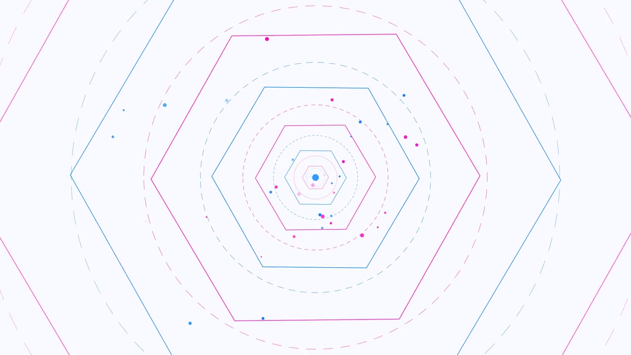 Abstract Geometric Hexagon Tunnel Animation with Floating Particles