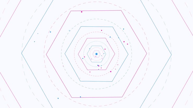 Abstract Geometric Hexagon Tunnel Animation with Floating Particles
