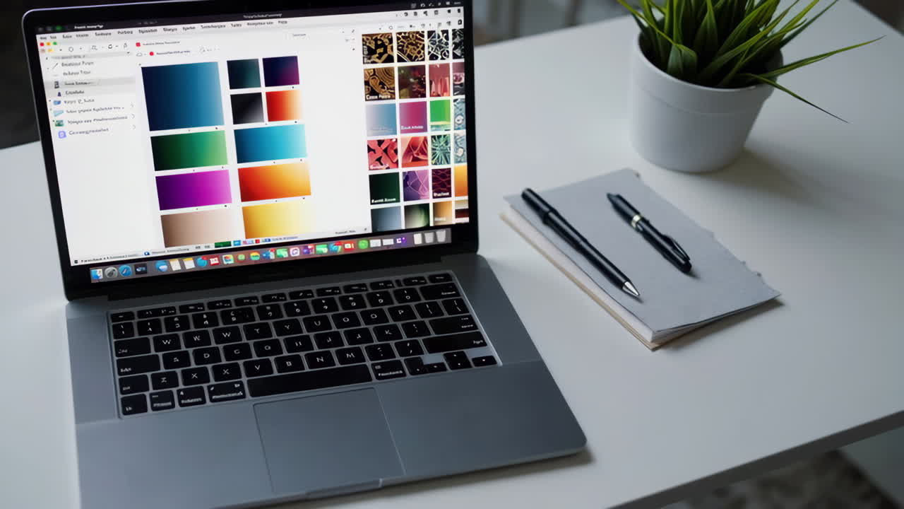 Laptop with Design Software and Workspace