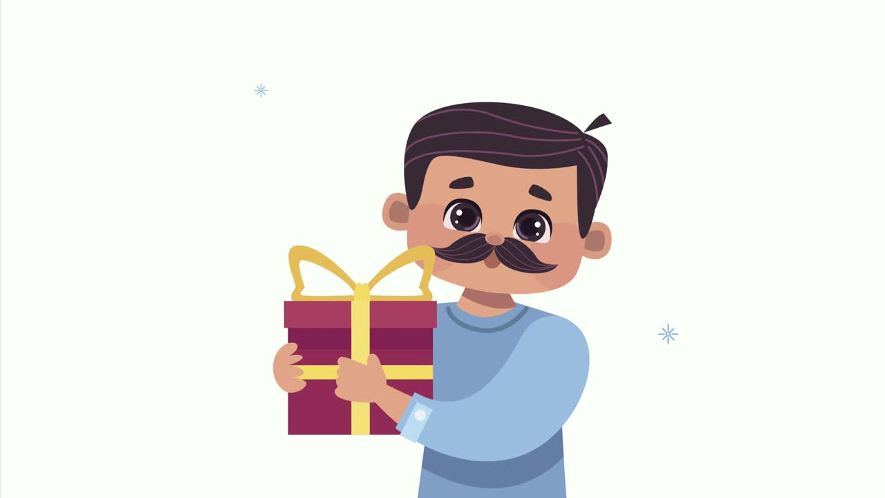 man with gift box animation