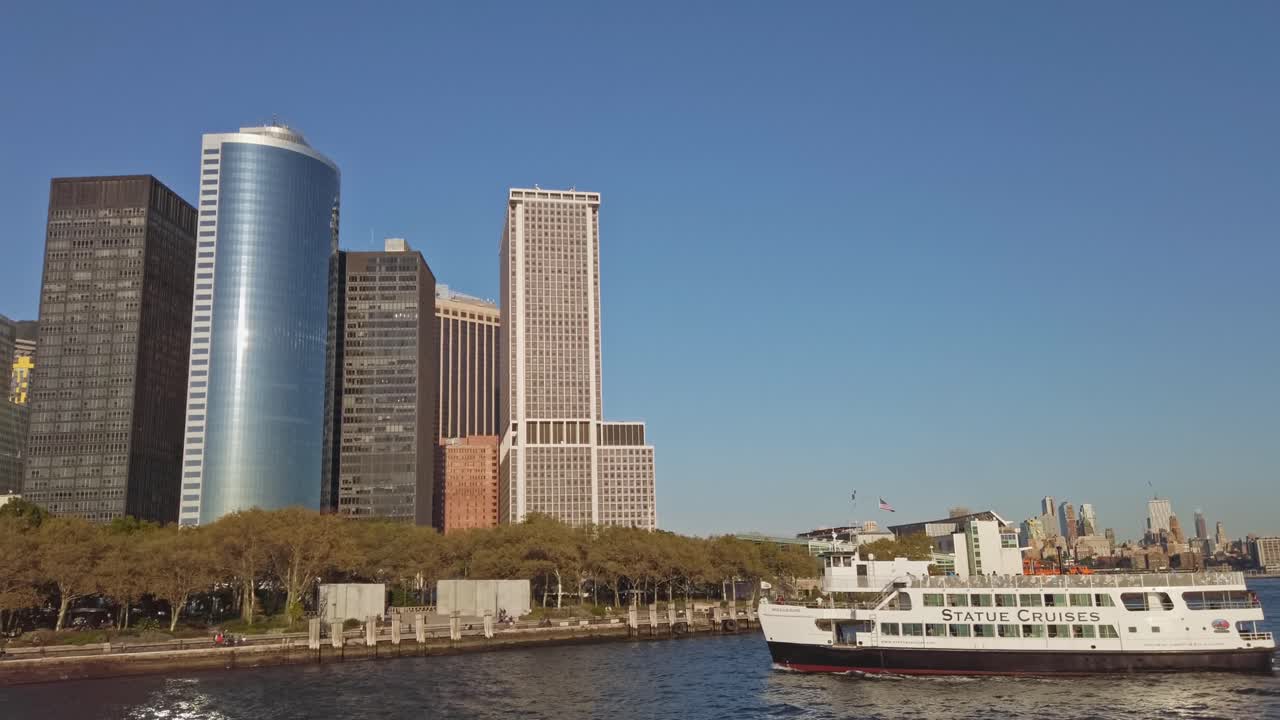 Cruise ship approaching to the pier in New York