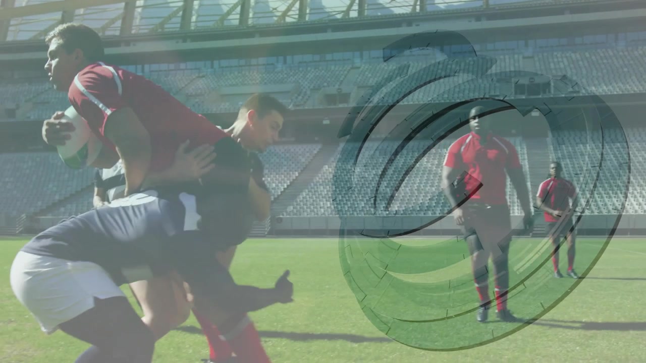 Player catching pass and accelerating to break defense with speed overlay using sports technology