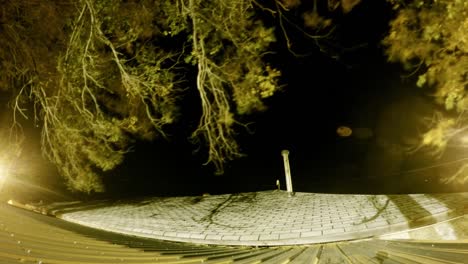 NIGHT-LAPSE---Dawn-to-night-view-a-the-rooftop-of-a-home-with-tree-branches-over-hanging-into-the-shot