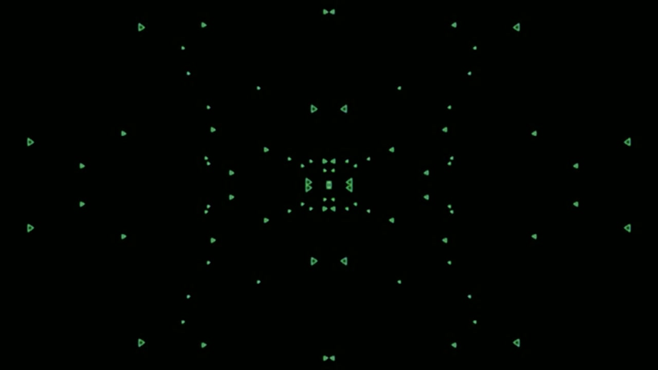 Abstract Green Geometric Pattern Pulsing on Black Background