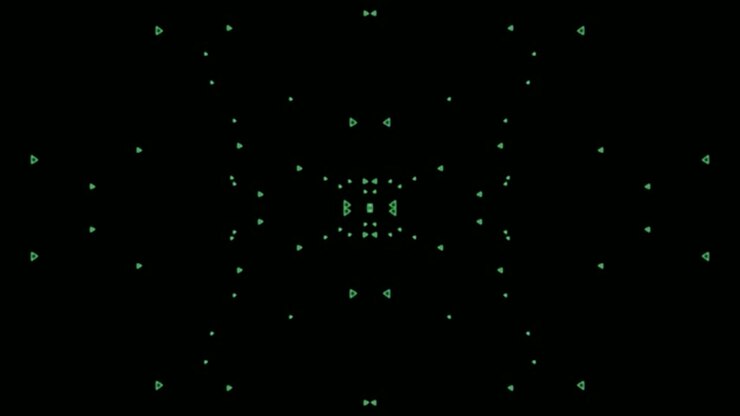 Abstract Green Geometric Pattern Pulsing on Black Background