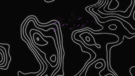 animation of white map lines and purple light trails on black background