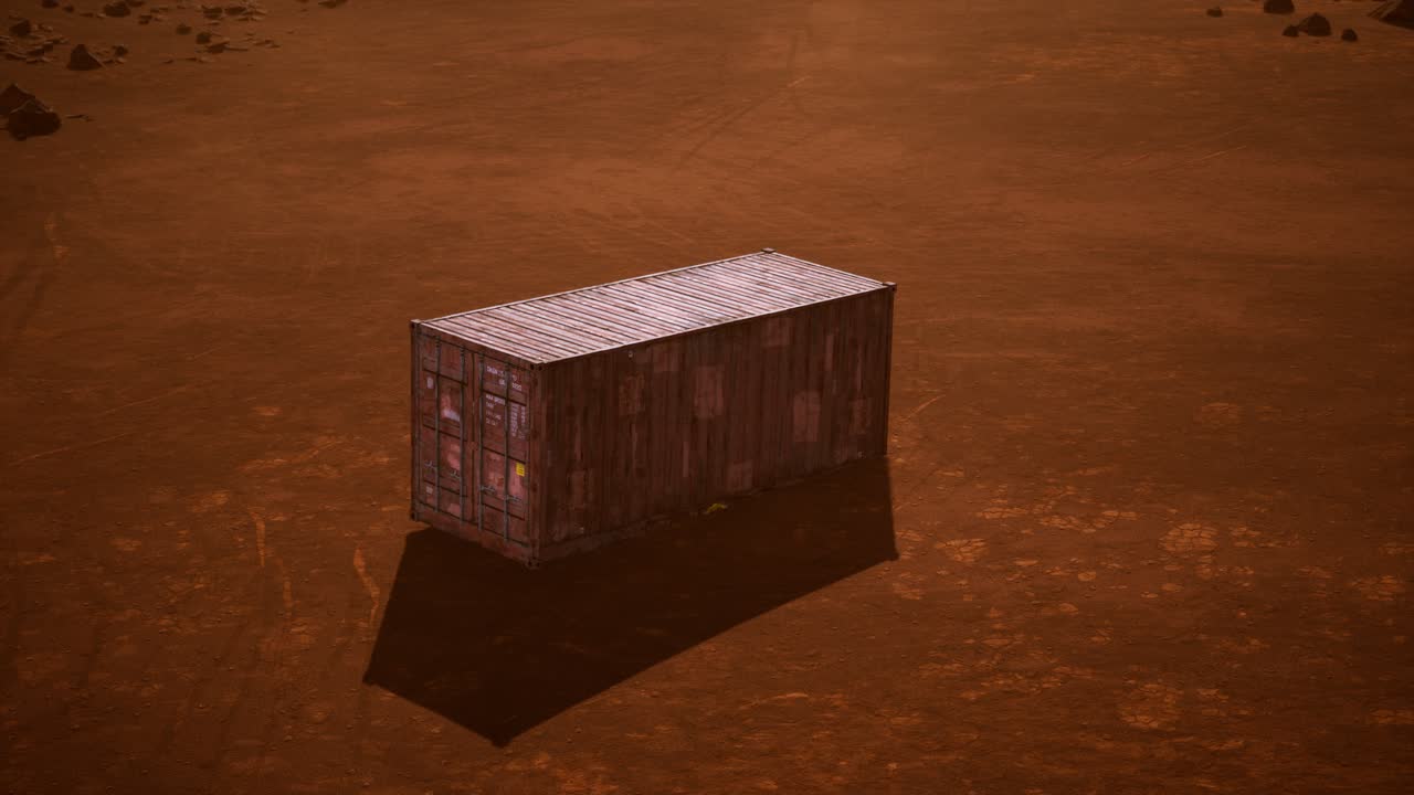 contenedor de envío abandonado en el desierto