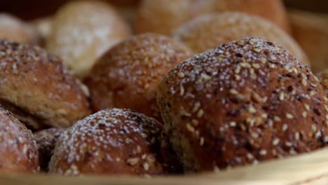 sesame breads in wicker basket