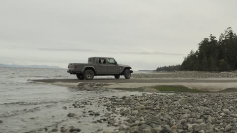 Aerial-shot-of-a-Grey-Jeep-Gladiator-in-4K