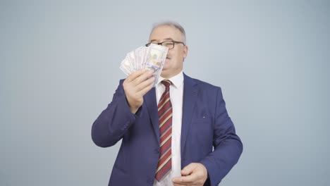 businessman who loves money.