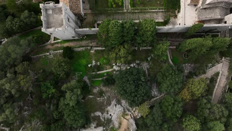 top down drone shot of mljet castle in the day in croatia