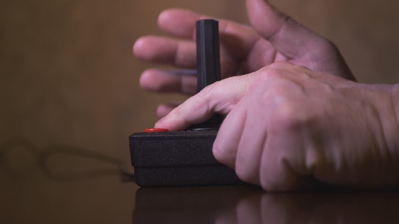 Playing With TV Video Game Console Joystick. 4K Footage