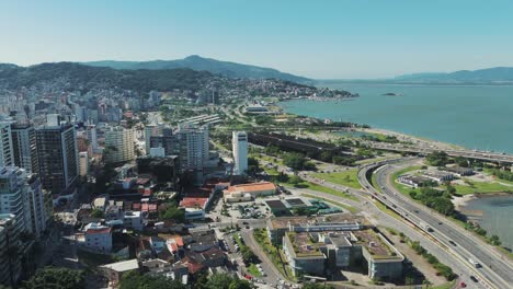 the downtown area and beira mar avenue of florianópolis island, offering a vibrant urban scene with stunning waterfront views