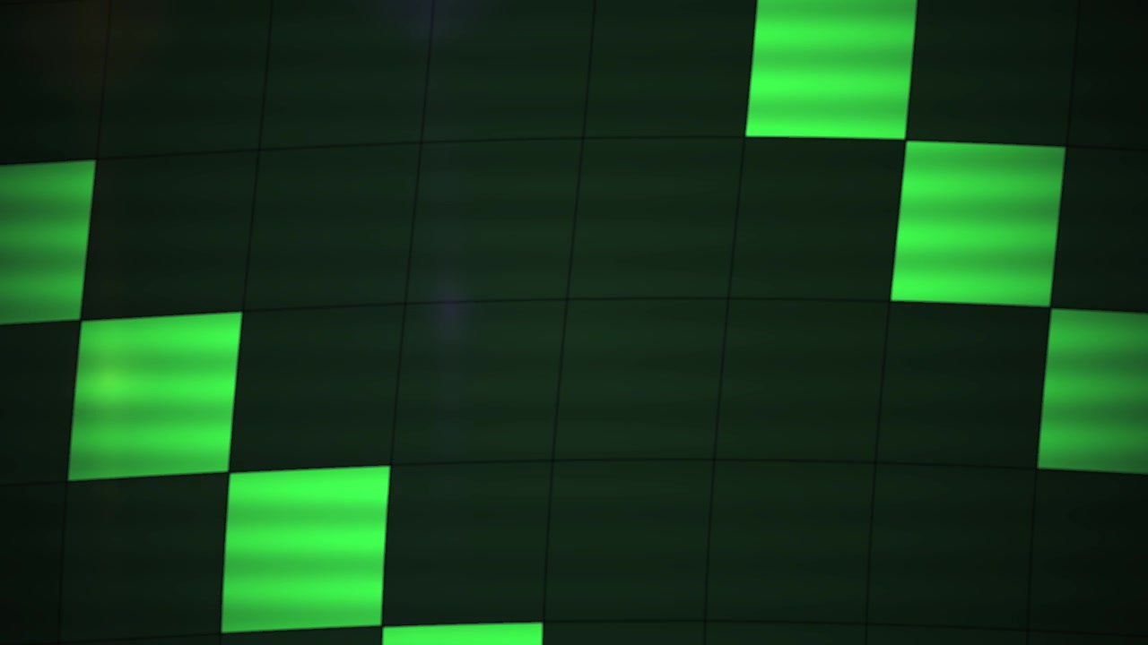 Abstract Digital Grid with Pulsing Green Light Squares