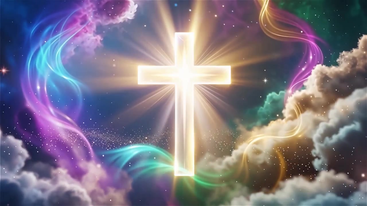 Christian Cross Heavenly Light Worship Background