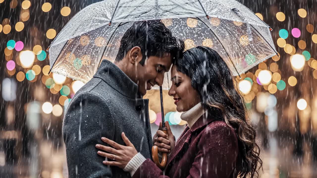 Romantic Couple in the Rain