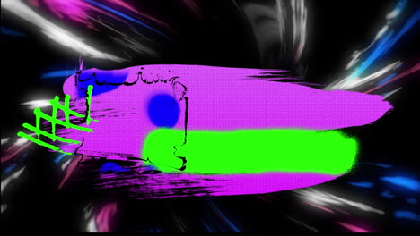 animación de gráficos geométricos coloridos sobre fondo negro y luces