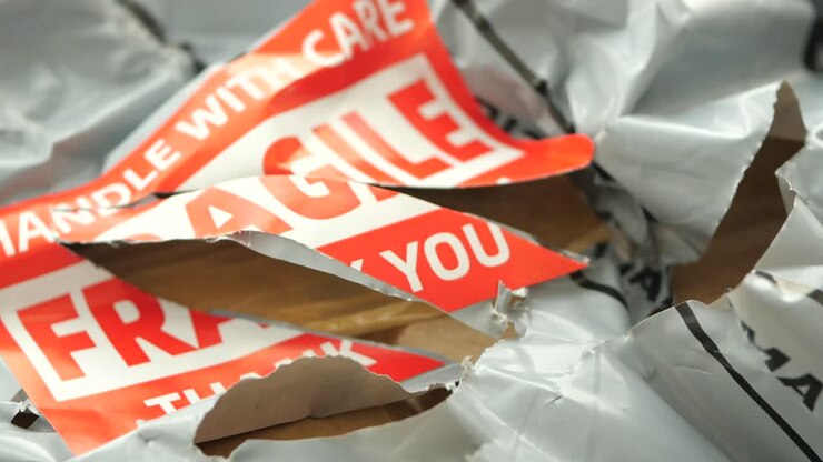 Imballaggio fragile danneggiato