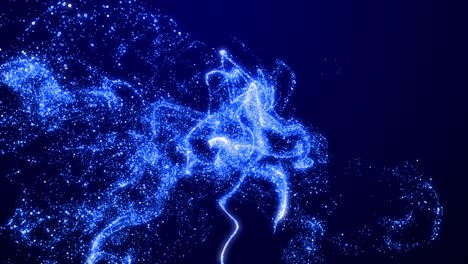 las chispas azules brillan y brillan, girando en un líquido viscoso, coloridas brillando en la luz. fondo de partículas 4k como confeti en aceite. lumma mate como canal alfa. renderizado en 3d.