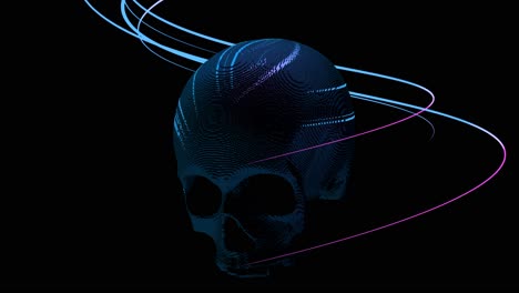 neon skull with swirling lights