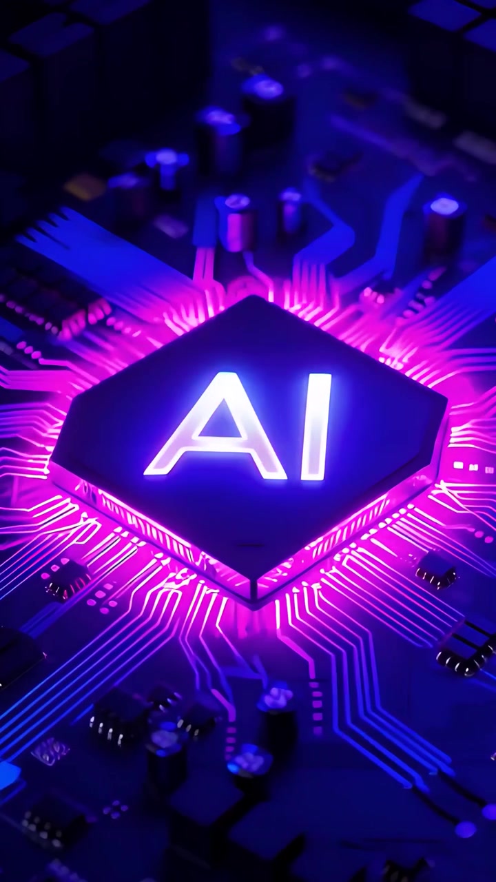 Sfondo Tecnologico Futuristico con Scheda Madre e Chip AI 4K