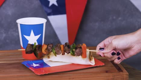 chile fiestas patrias chilean flag wine glass anniversary national day anticuchos empanadas
