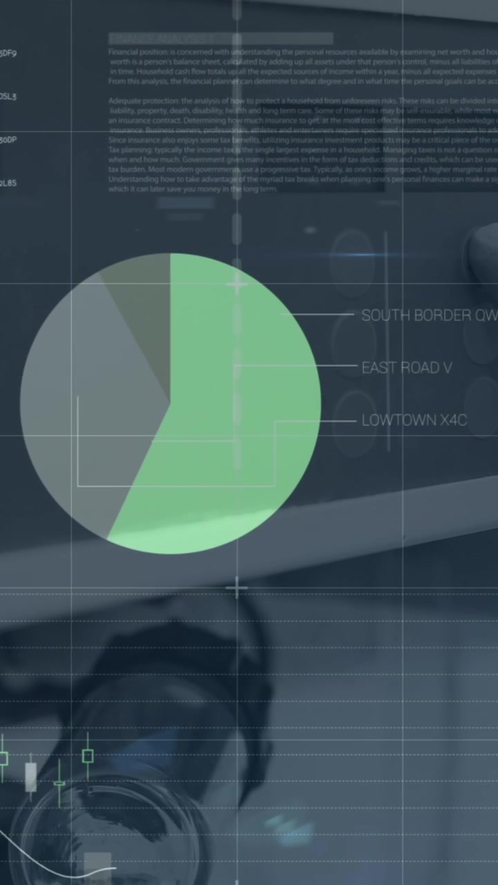 Animation of statistics and data processing on grey background