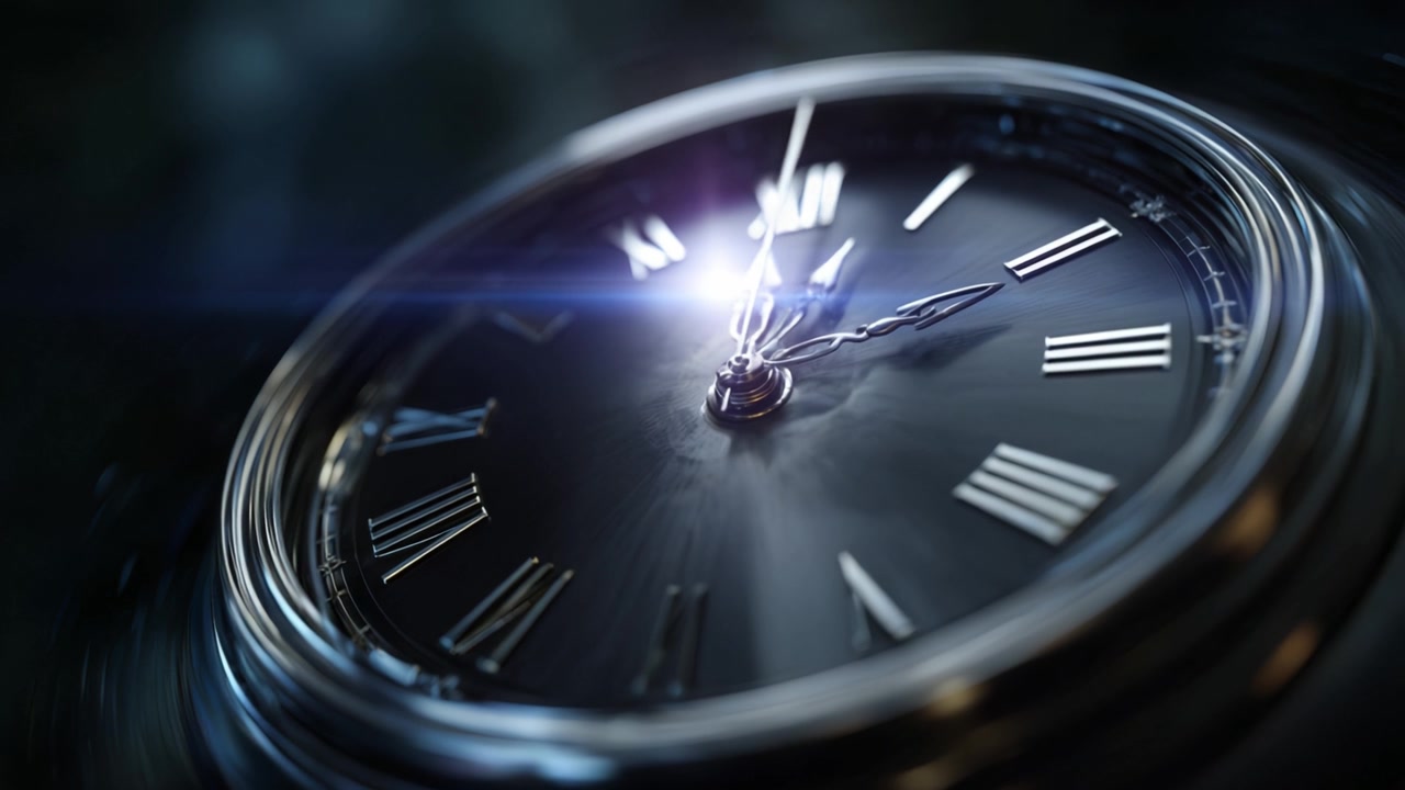 Intricate Close-Up of a Classic Timepiece: Capturing the Elegance and Precision of a Beautifully Designed Clock with Radiant Light Reflections