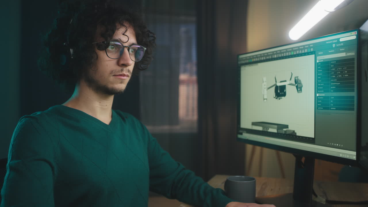 persona che lavora al computer di notte