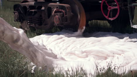 fire foam application on a train