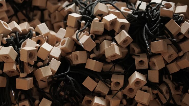 Pile of Wooden Beads and Cubes