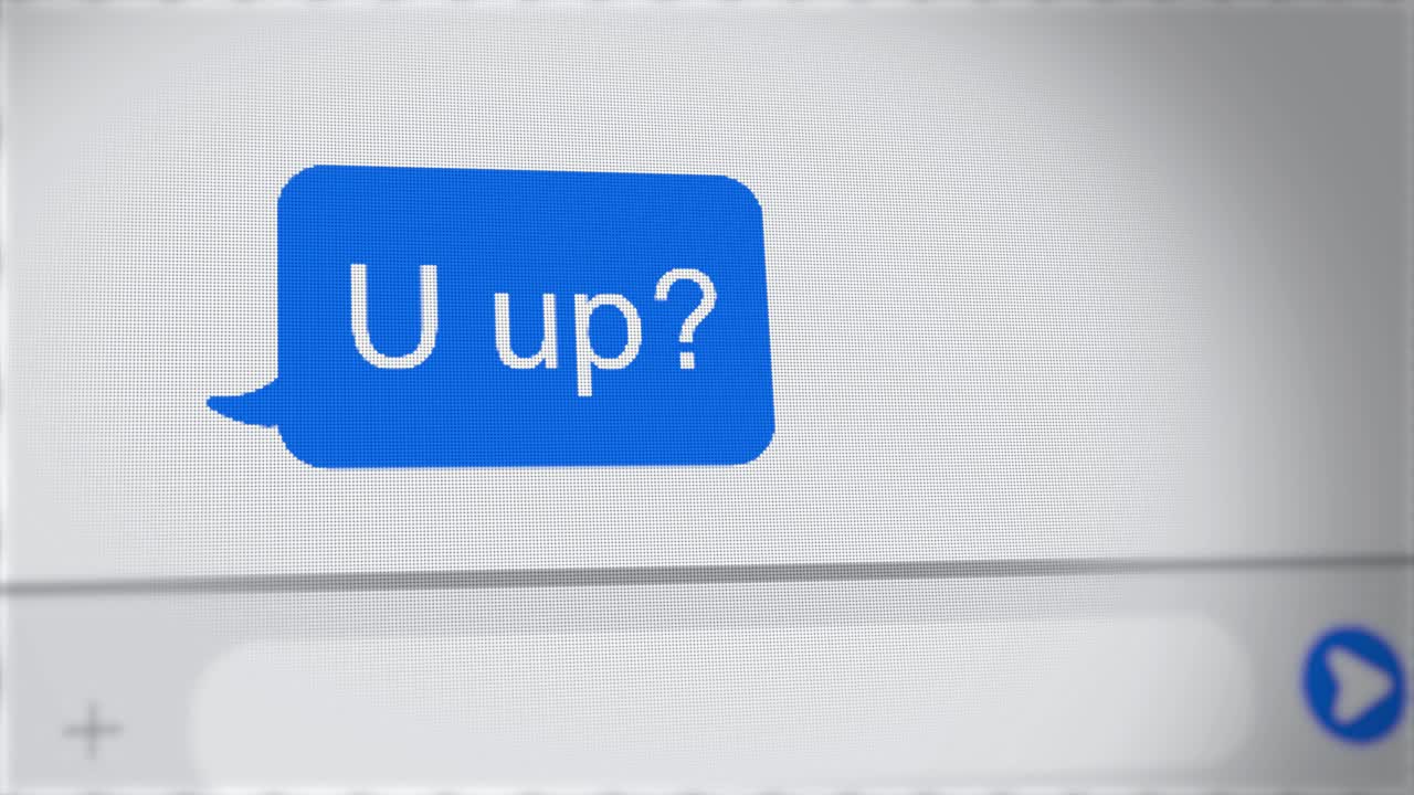 U up - question pop on chat of mobile phone screen - close up