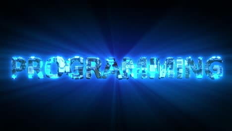 programming glowing blue digital cyber text, isolated - loop video