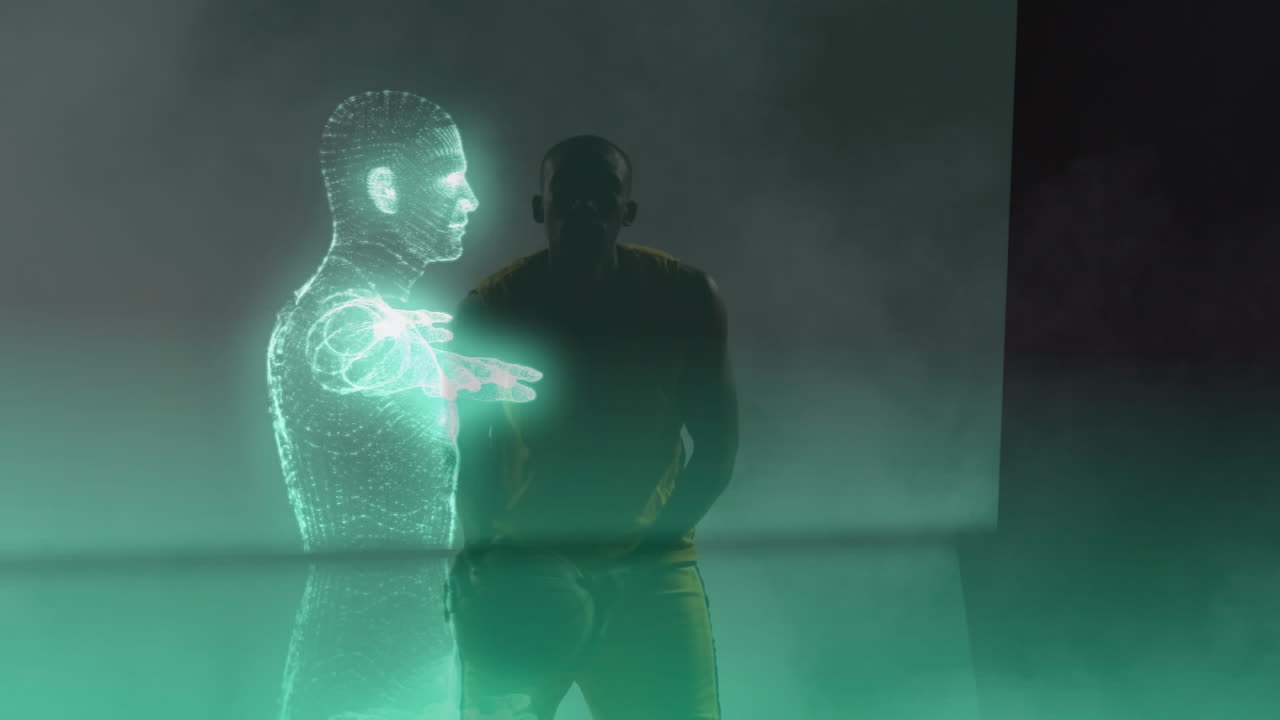 animación del cuerpo humano girando sobre un juego de baloncesto