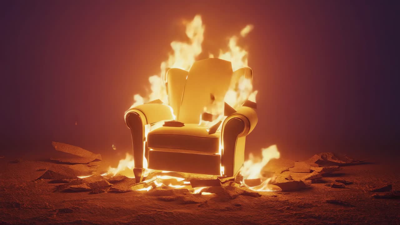 Armchair Engulfed in Flames