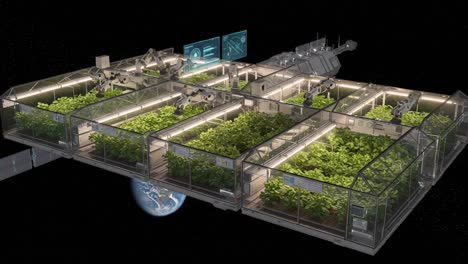 innovative agricultural technology in space: a sustainable farming module for growing plants in zero gravity environments above earth