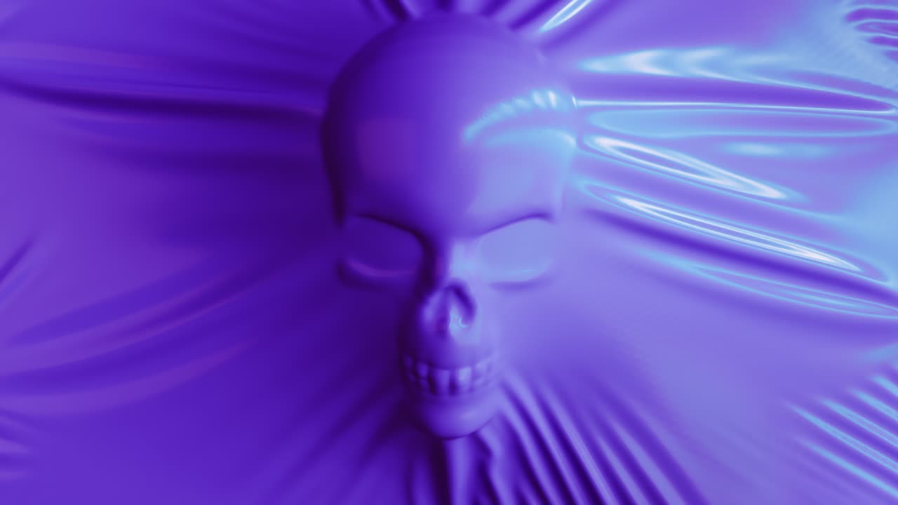 Teschio viola astratto e sfondo in tessuto
