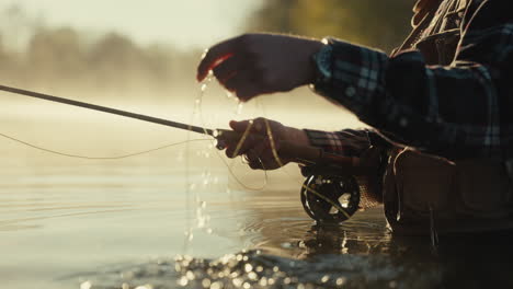 fly fishing in a misty morning