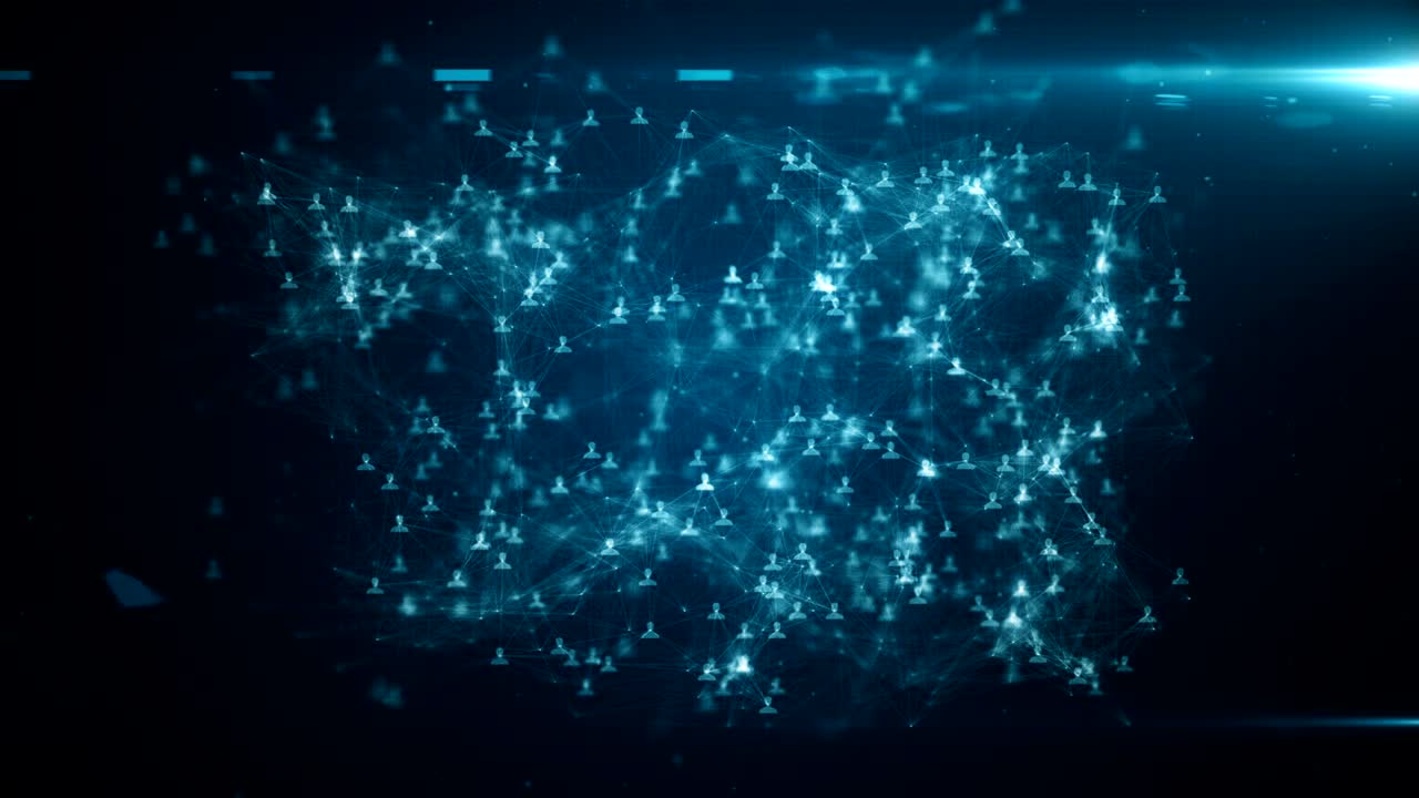 "인터넷을 통해 사람들을 연결하고, 노드는 소셜 미디어라는 단어의 형태로 변한다."""