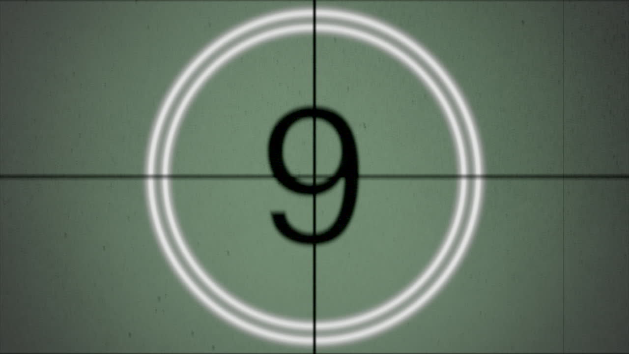 fondo abstracto de cuenta regresiva de película retro verde en estilo años 80 90