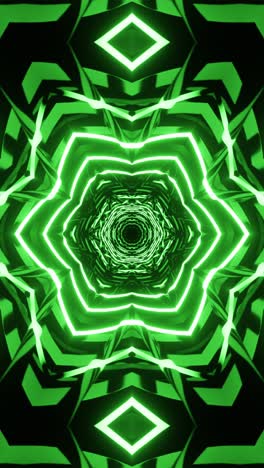 vj loop green neon kaleidoscope. vertical looped video