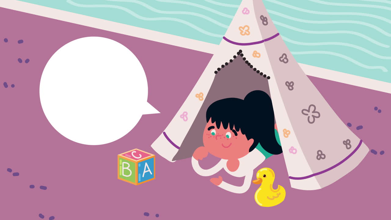 애니메이션을 하는 어린 소녀