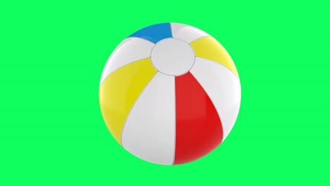 colorful beach ball spin isolated on green screen