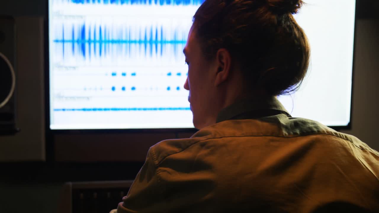 ingeniero de audio masculino usando mezclador de sonido