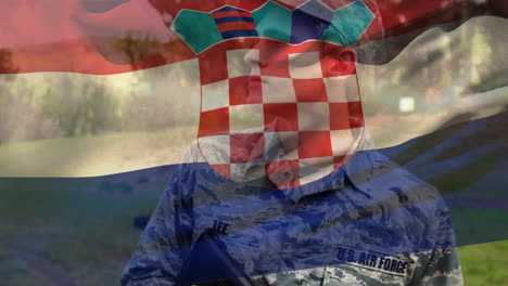 animación de la bandera de croacia sobre varios soldados