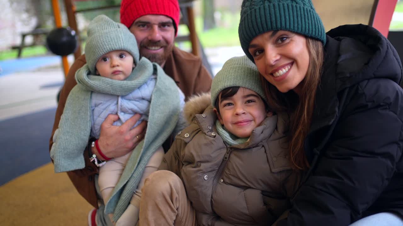 Family Portrait in Winter | Premium Stock Video Footage