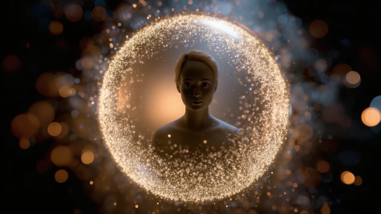 A Transcendent Journey: Exploring the Enigmatic Transformation Within a Radiant Sphere of Light and Energy, Unveiling Inner Beauty and Cosmic Connection