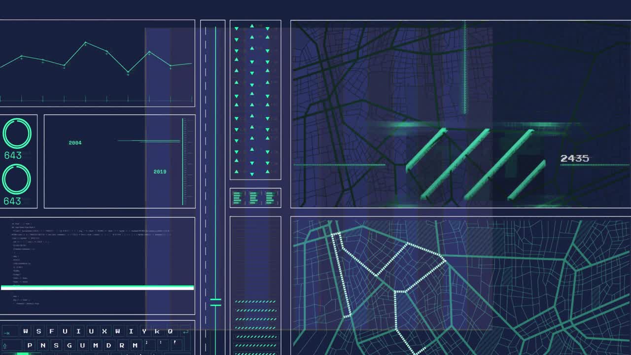 Animation of screens with data processing