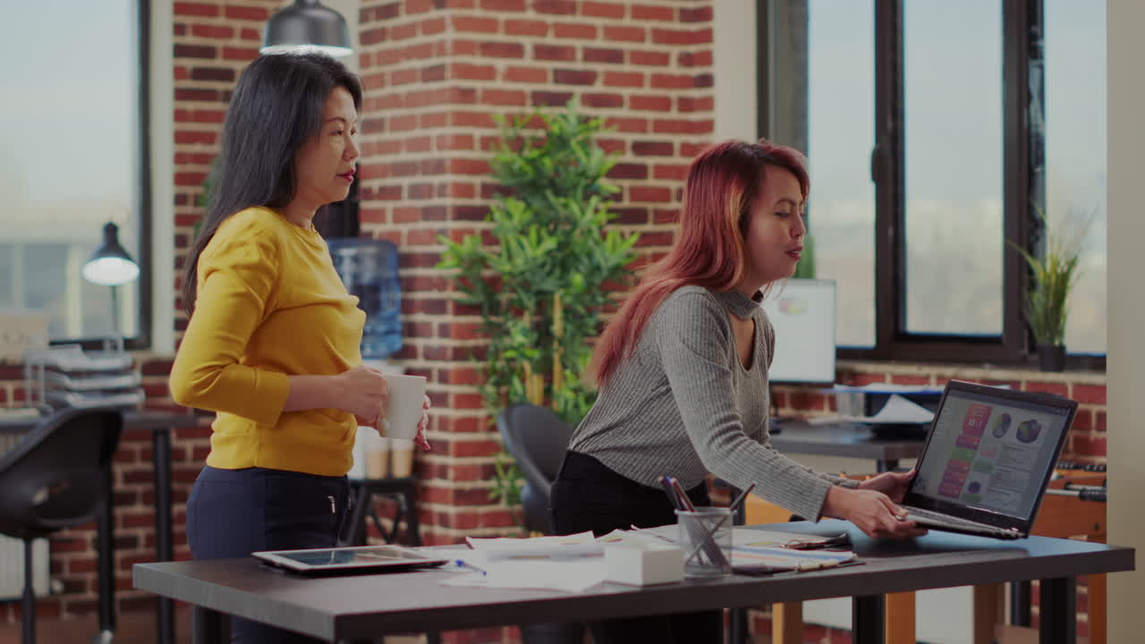 Company employees working together in business partnership